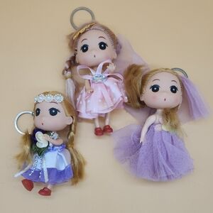 Adorable, Disney Princess Inspired Doll Keychain Set - 4.5" Tall